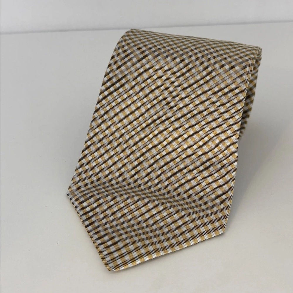 Brooks Brothers Gold and gold  Checkered Tie